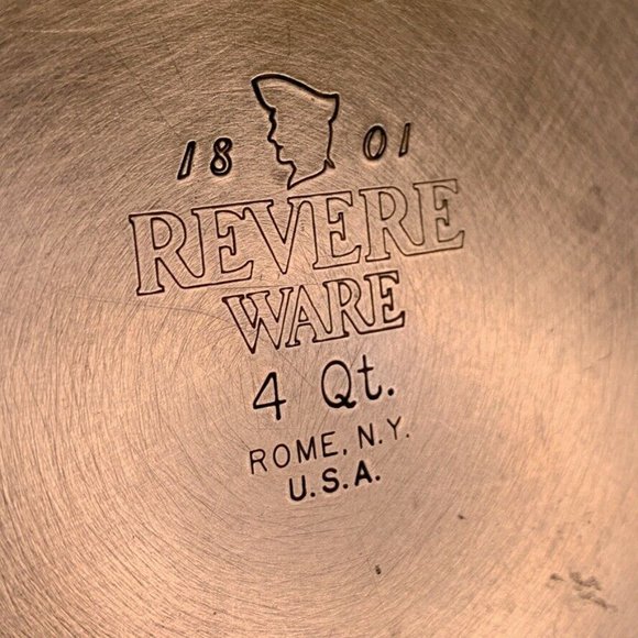 Vtg Revere Ware 1801 Copper Bottom 4QT Quart Stock - Picture 2 of 6